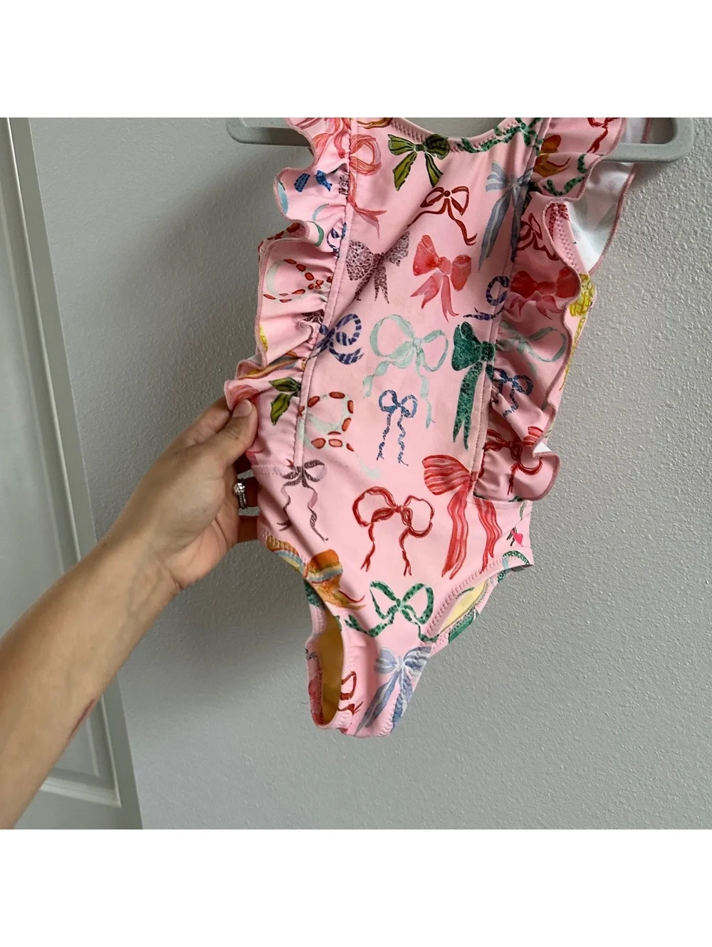 Pink chicken Bows Ruffle Swimsuit Size 3Y